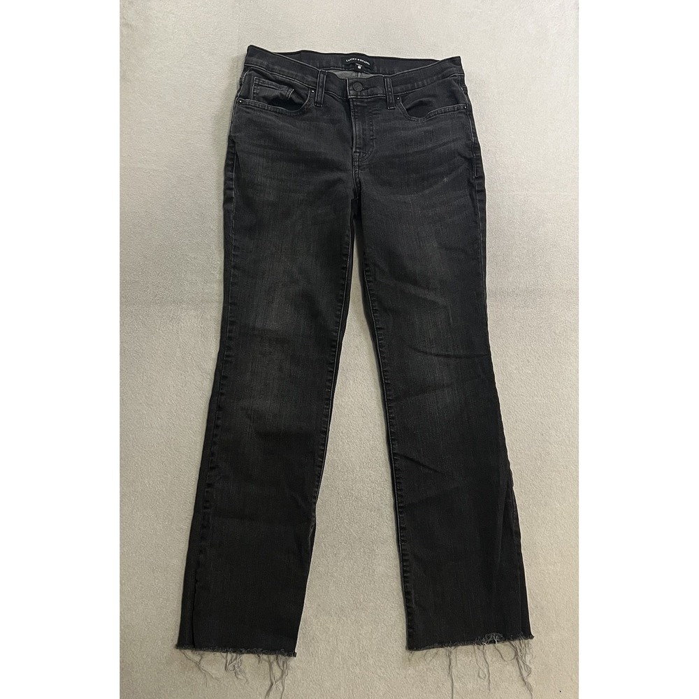Lucky Brand Jeans Women's Size 8/29A Sweet Mid Rise Straight Black Denim Raw Hem